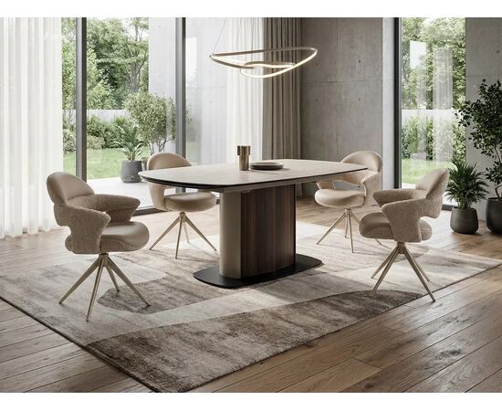 Стол ДАГФИН (DAGFINN) 160 цвет TL-109 боковая система раскладки, исп. керамика / КОФЕ/ ОРЕХ, ®DISAUR, изображение 2 | Интернет магазин мебели и декора LifeDekor