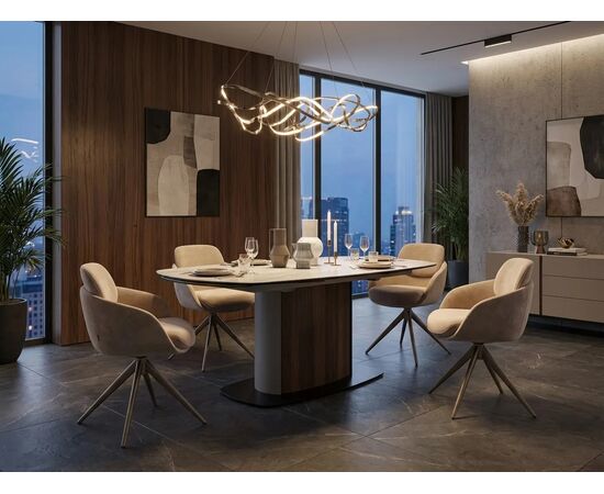 Стол ДАГФИН (DAGFINN) 160 цвет TL-109 боковая система раскладки, исп. керамика / КОФЕ/ ОРЕХ, ®DISAUR, изображение 3 | Интернет магазин мебели и декора LifeDekor