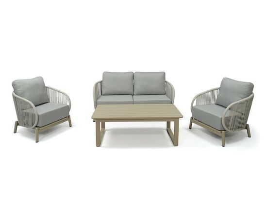 "Прато" лаунж-зона из искусственного ротанга на 4 персоны, цвет светло-серый | Интернет магазин мебели и декора LifeDekor