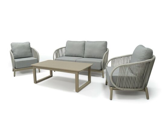 "Прато" лаунж-зона из искусственного ротанга на 4 персоны, цвет светло-серый, изображение 2 | Интернет магазин мебели и декора LifeDekor