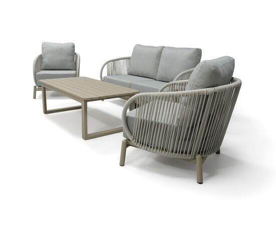 "Прато" лаунж-зона из искусственного ротанга на 4 персоны, цвет светло-серый, изображение 3 | Интернет магазин мебели и декора LifeDekor