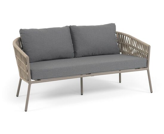 "Комо" лаунж-зона 4-местная плетеная из роупа (веревки), каркас алюминиевый бежево-серый, роуп серо-коричневый, изображение 4 | Интернет магазин мебели и декора LifeDekor