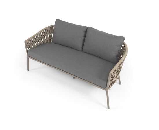 "Комо" лаунж-зона 4-местная плетеная из роупа (веревки), каркас алюминиевый бежево-серый, роуп серо-коричневый, изображение 5 | Интернет магазин мебели и декора LifeDekor