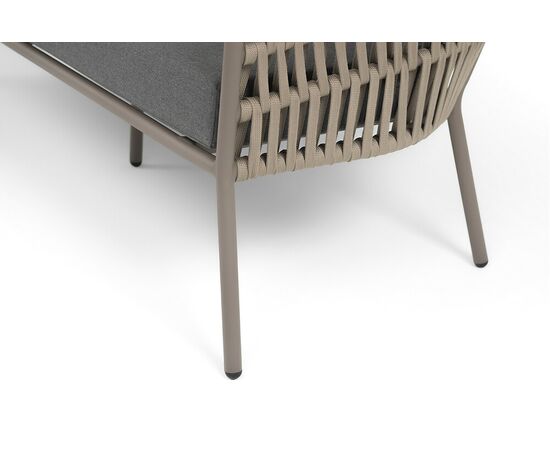 "Комо" лаунж-зона 4-местная плетеная из роупа (веревки), каркас алюминиевый бежево-серый, роуп серо-коричневый, изображение 7 | Интернет магазин мебели и декора LifeDekor