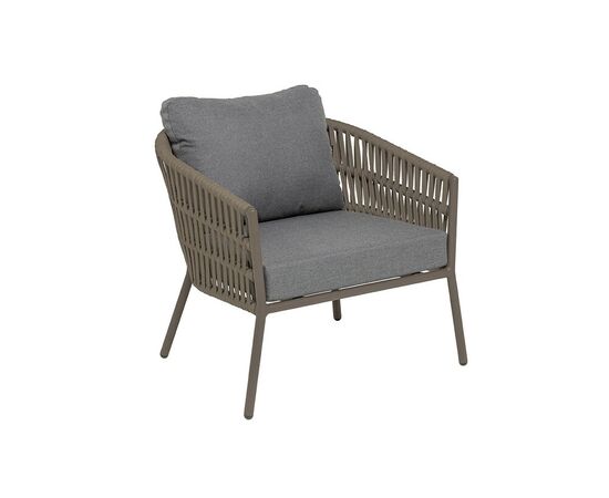 "Комо" лаунж-зона 4-местная плетеная из роупа (веревки), каркас алюминиевый бежево-серый, роуп серо-коричневый, изображение 10 | Интернет магазин мебели и декора LifeDekor