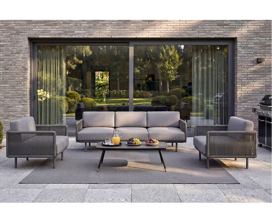 "Джелло" лаунж-зона 5-местная плетеная из роупа (веревки), каркас алюминиевый темно-серый, роуп темно-серый | Интернет магазин мебели и декора LifeDekor