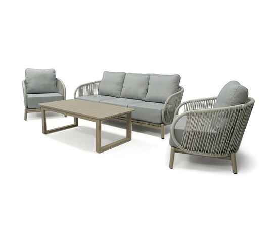 "Прато" лаунж-зона из искусственного ротанга на 5 персон, цвет светло-серый, изображение 2 | Интернет магазин мебели и декора LifeDekor