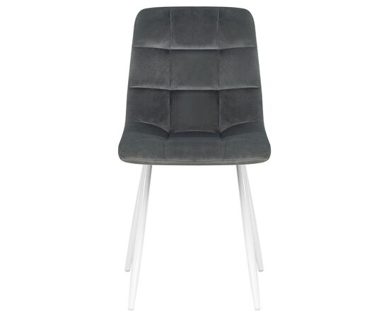Стул обеденный DOBRIN ALEX, белые ножки, темно-серый велюр V108-91, Вариант: белые ножки, темно-серый велюр V108-91, изображение 6 | Интернет магазин мебели и декора LifeDekor