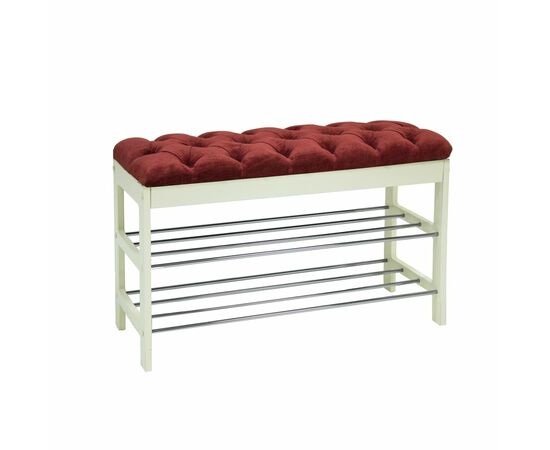 Банкетка "Грейс"  (дуб шампань/ткань Бордо, кретная стяжкa) | Интернет магазин мебели и декора LifeDekor