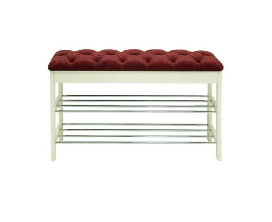 Банкетка "Грейс"  (дуб шампань/ткань Бордо, кретная стяжкa), изображение 2 | Интернет магазин мебели и декора LifeDekor