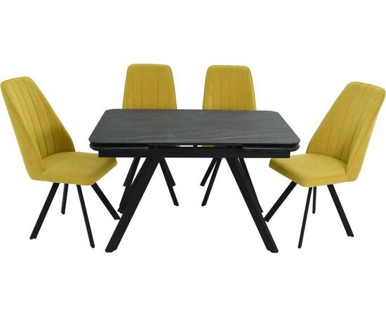 Обеденная группа AROOMA (стол Леон + 4 стула Сильвио Vivaldi 15), черный, изображение 2 | Интернет магазин мебели и декора LifeDekor