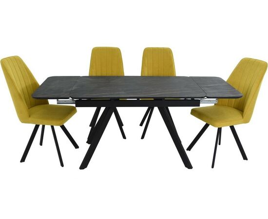 Обеденная группа AROOMA (стол Леон + 4 стула Сильвио Vivaldi 15), черный, изображение 3 | Интернет магазин мебели и декора LifeDekor