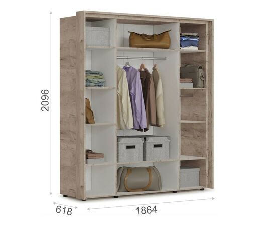 Портал шкафа «Джулия» 4дв, Крафт серый, изображение 5 | Интернет магазин мебели и декора LifeDekor