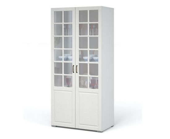 Витрина «Лацио» 2д, Белый/Белое дерево, изображение 2 | Интернет магазин мебели и декора LifeDekor