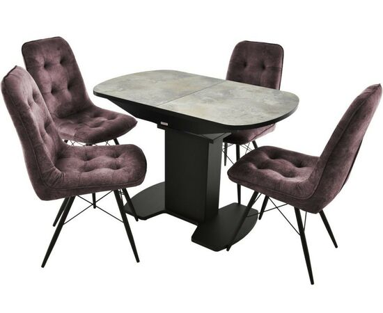 Обеденная группа (Стол Корсика Мрамор светлый и 4 Бордо Милано 09), черный, изображение 2 | Интернет магазин мебели и декора LifeDekor