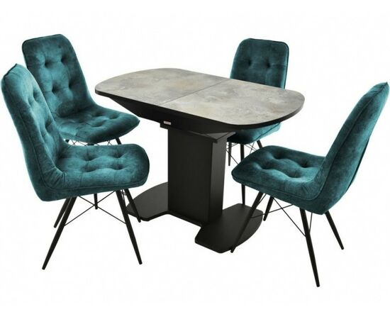 Обеденная группа (Стол Корсика Мрамор светлый и 4 Бордо Милано 08), черный | Интернет магазин мебели и декора LifeDekor