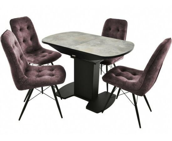 Обеденная группа (Стол Корсика Мрамор светлый и 4 Бордо Милано 09), черный | Интернет магазин мебели и декора LifeDekor
