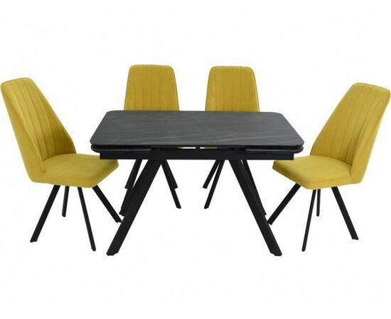 Обеденная группа AROOMA (стол Леон + 4 стула Сильвио Vivaldi 15), черный | Интернет магазин мебели и декора LifeDekor