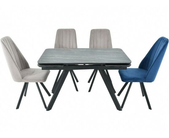 Обеденная группа AROOMA (стол Леон + 4 стула Сильвио Vivaldi), черный | Интернет магазин мебели и декора LifeDekor