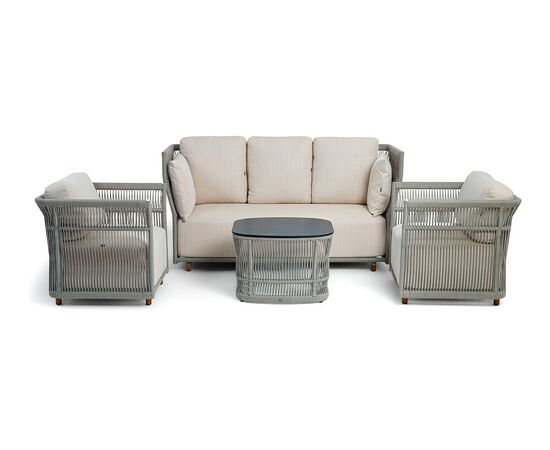 "Лугано" лаунж-зона 5-местная плетеная из роупа (веревки), каркас алюминиевый светло-серый, роуп серый меланж | Интернет магазин мебели и декора LifeDekor