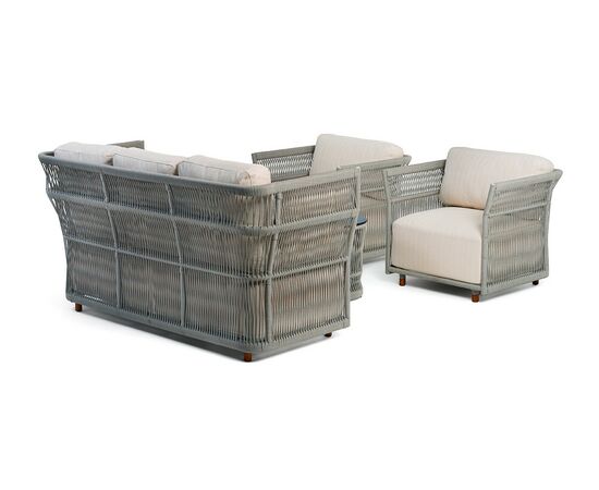 "Лугано" лаунж-зона 5-местная плетеная из роупа (веревки), каркас алюминиевый светло-серый, роуп серый меланж, изображение 3 | Интернет магазин мебели и декора LifeDekor