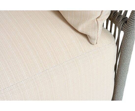 "Лугано" диван 3-местный плетеный из роупа, каркас алюминий светло-серый (RAL7035) муар, роуп серый меланж круглый, ткань Mossle светло-бежевая, изображение 6 | Интернет магазин мебели и декора LifeDekor