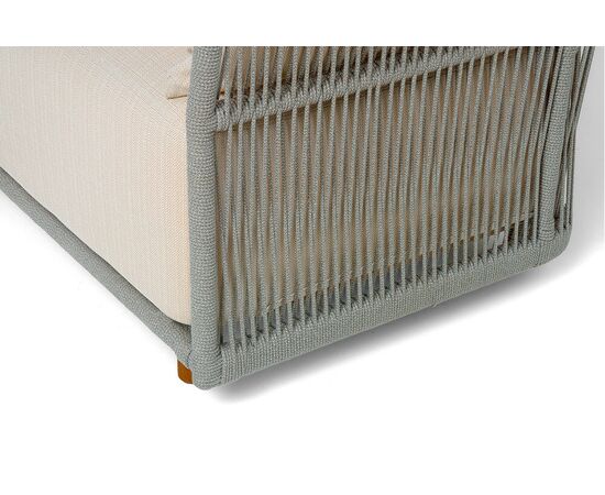 "Лугано" диван 3-местный плетеный из роупа, каркас алюминий светло-серый (RAL7035) муар, роуп серый меланж круглый, ткань Mossle светло-бежевая, изображение 8 | Интернет магазин мебели и декора LifeDekor
