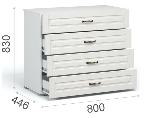 Комод «Лацио» 4ящ, Белый/Белое дерево, изображение 3 | Интернет магазин мебели и декора LifeDekor