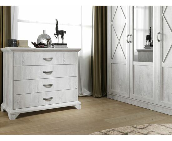 Комод «Лорена» 4ящ, Бетон Паин белый, изображение 4 | Интернет магазин мебели и декора LifeDekor