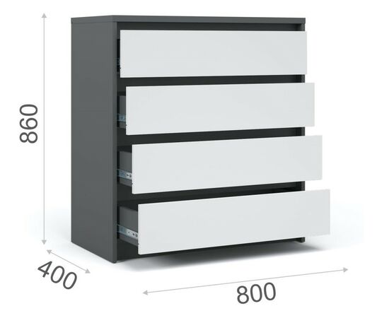 Комод «Мишель» 4ящ, Антрацит/Белый жемчуг, изображение 3 | Интернет магазин мебели и декора LifeDekor