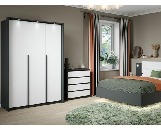 Комод «Мишель» 4ящ, Антрацит/Белый жемчуг, изображение 4 | Интернет магазин мебели и декора LifeDekor