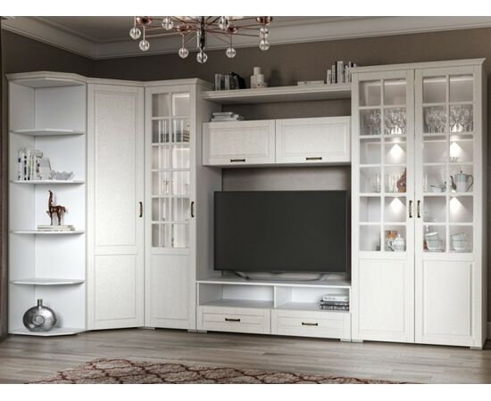 Гостиная «Лацио» угловая, Белый/Белое дерево | Интернет магазин мебели и декора LifeDekor