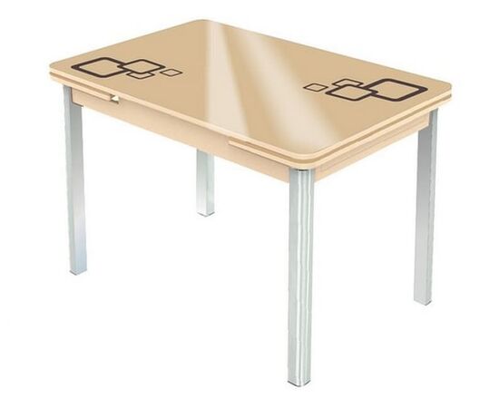 Стол «Пекин» Квадро исп.1, стекло Молочный/каркас Дуб выбеленный, хром | Интернет магазин мебели и декора LifeDekor