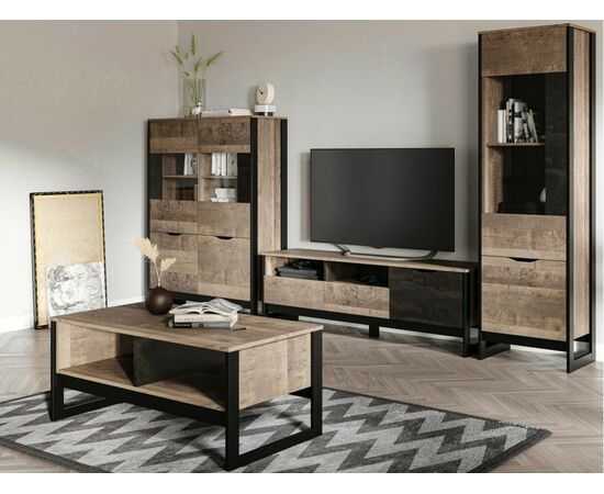 Тумба под ТВ «Стокгольм», Дуб гранж песочный/Железный камень, изображение 6 | Интернет магазин мебели и декора LifeDekor