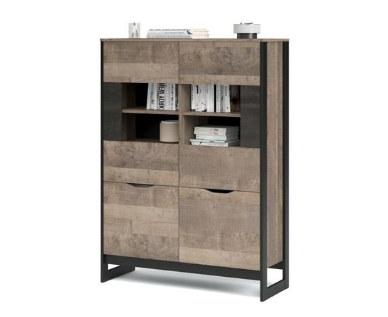 Витрина низкая «Стокгольм» 2д2в, Дуб гранж песочный/Железный камень, изображение 2 | Интернет магазин мебели и декора LifeDekor