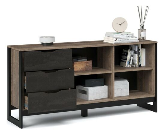 Комод «Стокгольм» 2д 3ящ, Дуб гранж песочный/Железный камень, изображение 3 | Интернет магазин мебели и декора LifeDekor