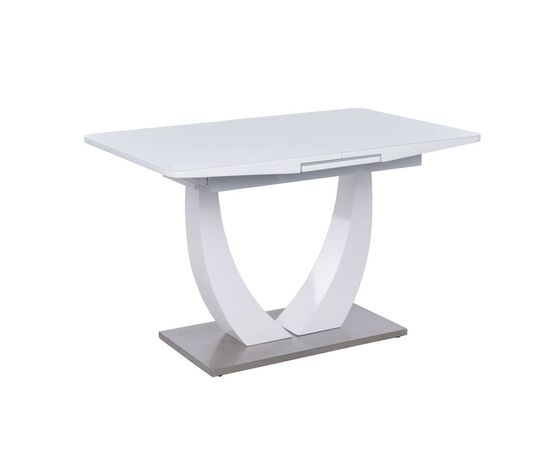 Стол обеденный раскладной T-904 Vision (1200-1500x800x760) Clear White Glass/White High Gloss (супербелое глянцевое) | Интернет магазин мебели и декора LifeDekor