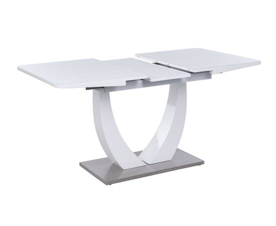 Стол обеденный раскладной T-904 Vision (1200-1500x800x760) Clear White Glass/White High Gloss (супербелое глянцевое), изображение 3 | Интернет магазин мебели и декора LifeDekor