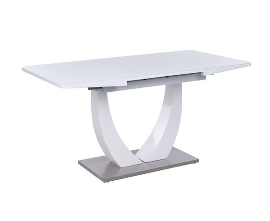 Стол обеденный раскладной T-904 Vision (1200-1500x800x760) Clear White Glass/White High Gloss (супербелое глянцевое), изображение 5 | Интернет магазин мебели и декора LifeDekor