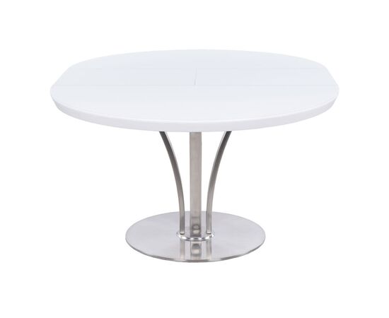 Стол обеденный раскладной T7082 (1200-1600x1200x760) WHITE белое матовое стекло/белый лак, изображение 8 | Интернет магазин мебели и декора LifeDekor