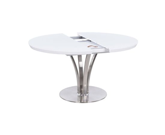 Стол обеденный раскладной T7082 (1200-1600x1200x760) WHITE белое матовое стекло/белый лак, изображение 2 | Интернет магазин мебели и декора LifeDekor