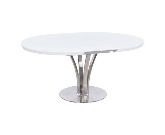 Стол обеденный раскладной T7082 (1200-1600x1200x760) WHITE белое матовое стекло/белый лак, изображение 6 | Интернет магазин мебели и декора LifeDekor