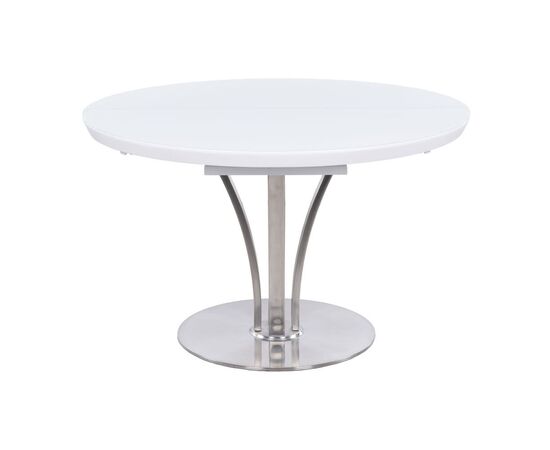 Стол обеденный раскладной T7082 (1200-1600x1200x760) WHITE белое матовое стекло/белый лак, изображение 7 | Интернет магазин мебели и декора LifeDekor