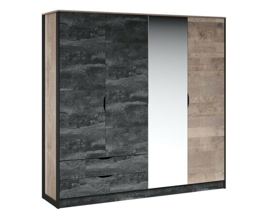 Шкаф «Стокгольм» 4дв, Дуб гранж песочный/Железный камень, изображение 2 | Интернет магазин мебели и декора LifeDekor