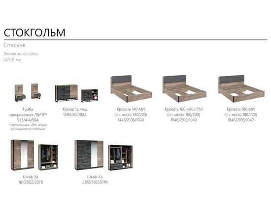 Шкаф «Стокгольм» 3дв, Дуб гранж песочный/Железный камень, изображение 6 | Интернет магазин мебели и декора LifeDekor
