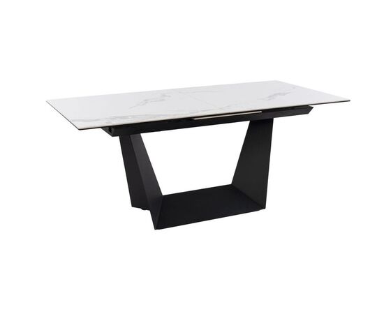 Стол обеденный раскладной T7055 Bruno (1800-2250x900x760) Ceramic (серая глянцевая керамика/черный матовый) | Интернет магазин мебели и декора LifeDekor