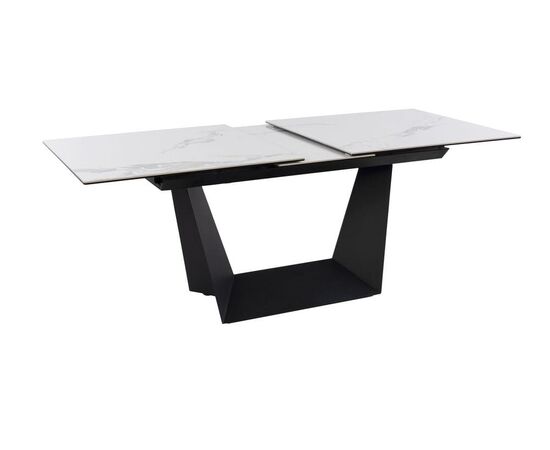 Стол обеденный раскладной T7055 Bruno (1800-2250x900x760) Ceramic (серая глянцевая керамика/черный матовый), изображение 2 | Интернет магазин мебели и декора LifeDekor