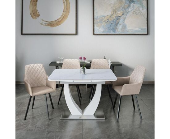 Стол обеденный раскладной T-904 Vision (1200-1500x800x760) Ceramic/Satin White Gloss, Размер стола: 1200-1500x800x760, изображение 17 | Интернет магазин мебели и декора LifeDekor