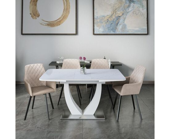 Стол обеденный раскладной T-904 Vision (1200-1500x800x760) Ceramic/Satin White Gloss, Размер стола: 1200-1500x800x760, изображение 18 | Интернет магазин мебели и декора LifeDekor