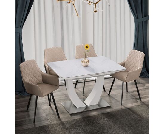 Стол обеденный раскладной T-904 Vision (1600-2000x900x760) Ceramic/Satin White Gloss (керамика / белый глянцевый сатин), Размер стола: 1600-2000x900x760, изображение 17 | Интернет магазин мебели и декора LifeDekor